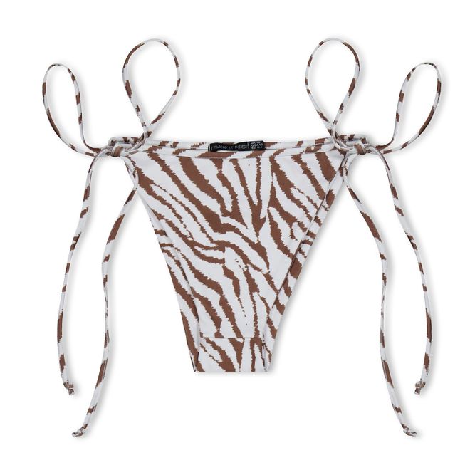 Zebra Print Tie Side Bikini Bottoms