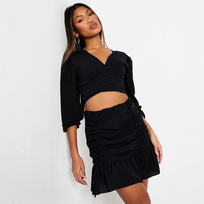 Ruched Frill Mini Skirt Co Ord