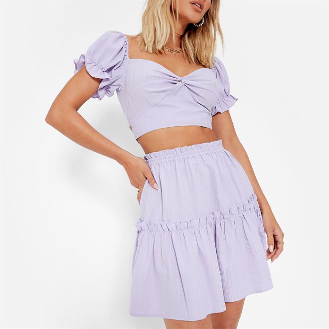 Textured Tiered Mini Skirt Co Ord