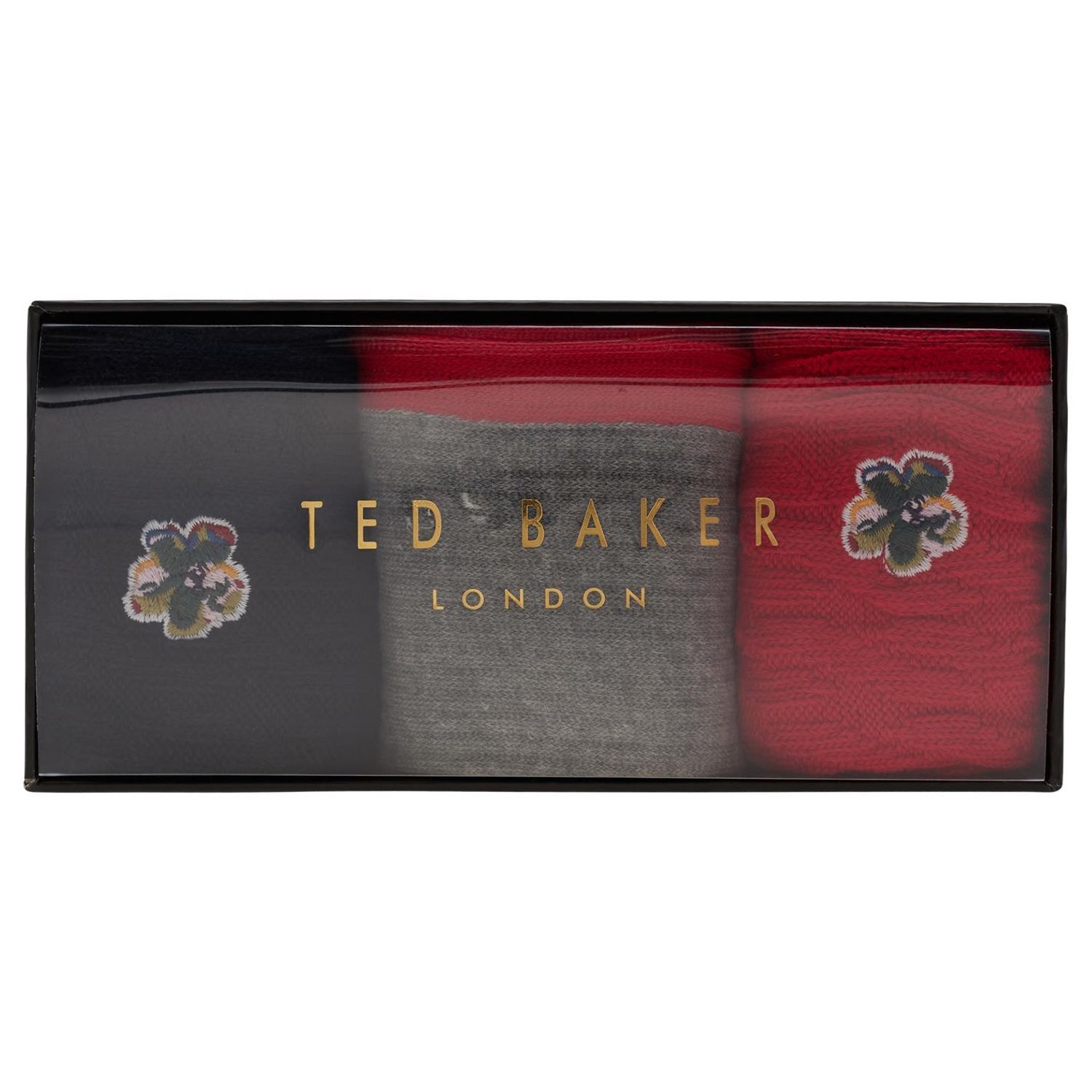 Ted Baker 3 Pack Red Socks