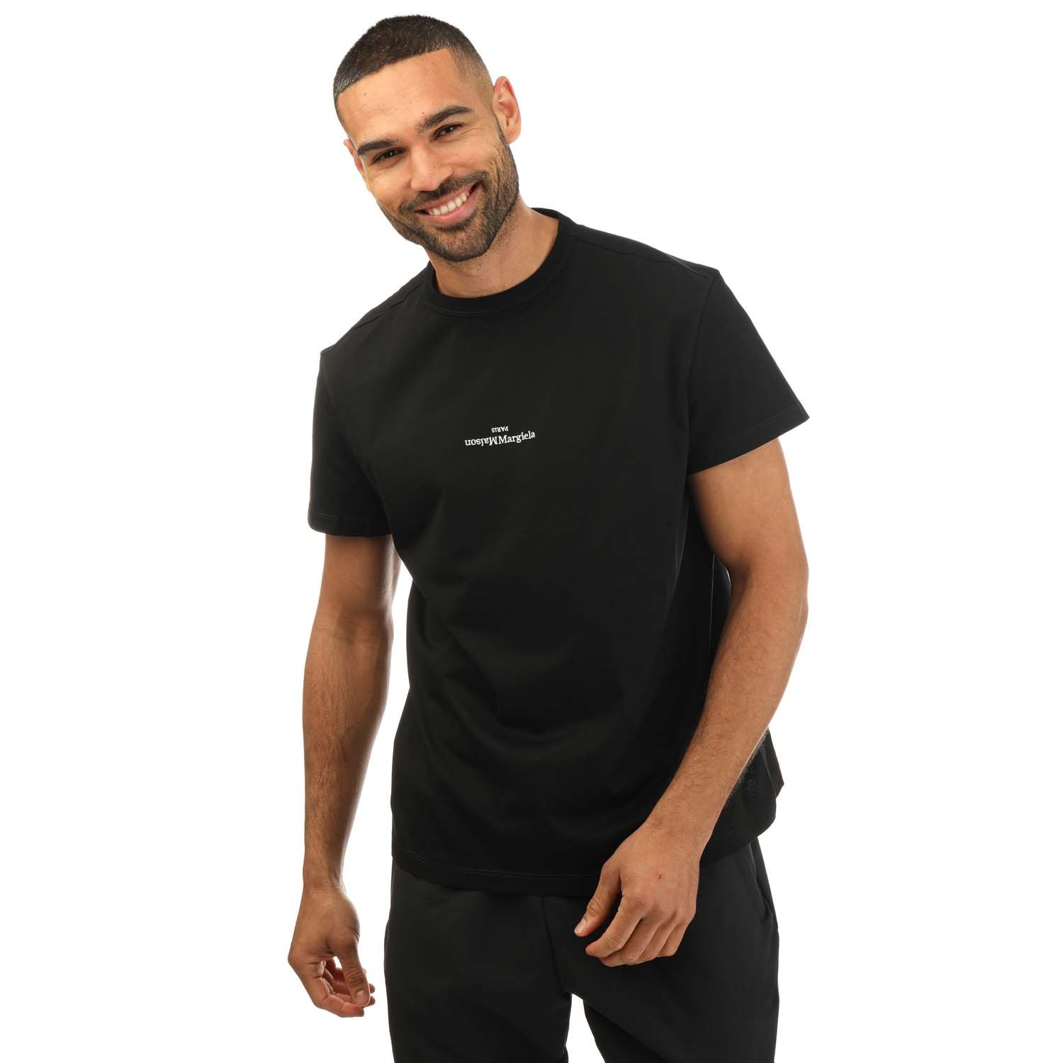 Mens Embroidered Text Logo T-Shirt