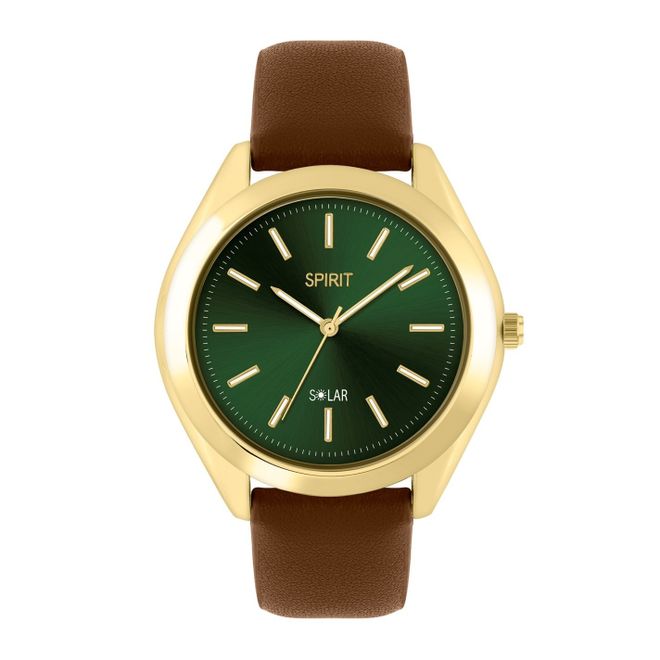 Gents Solar Brown Strap Green Dial Watch