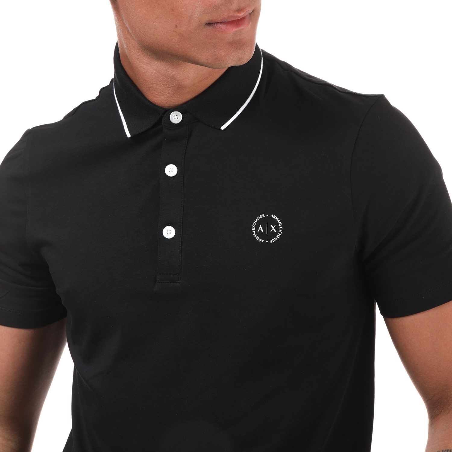 Black Armani Exchange Mens Bold Tipped Polo Shirt - Get The Label