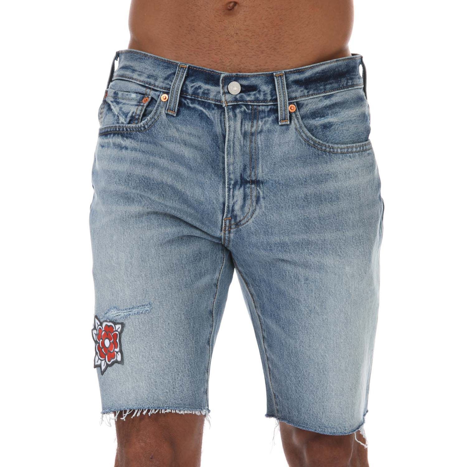 Light Blue Levis Mens 405 Standard 10 Inch Shorts - Get The Label