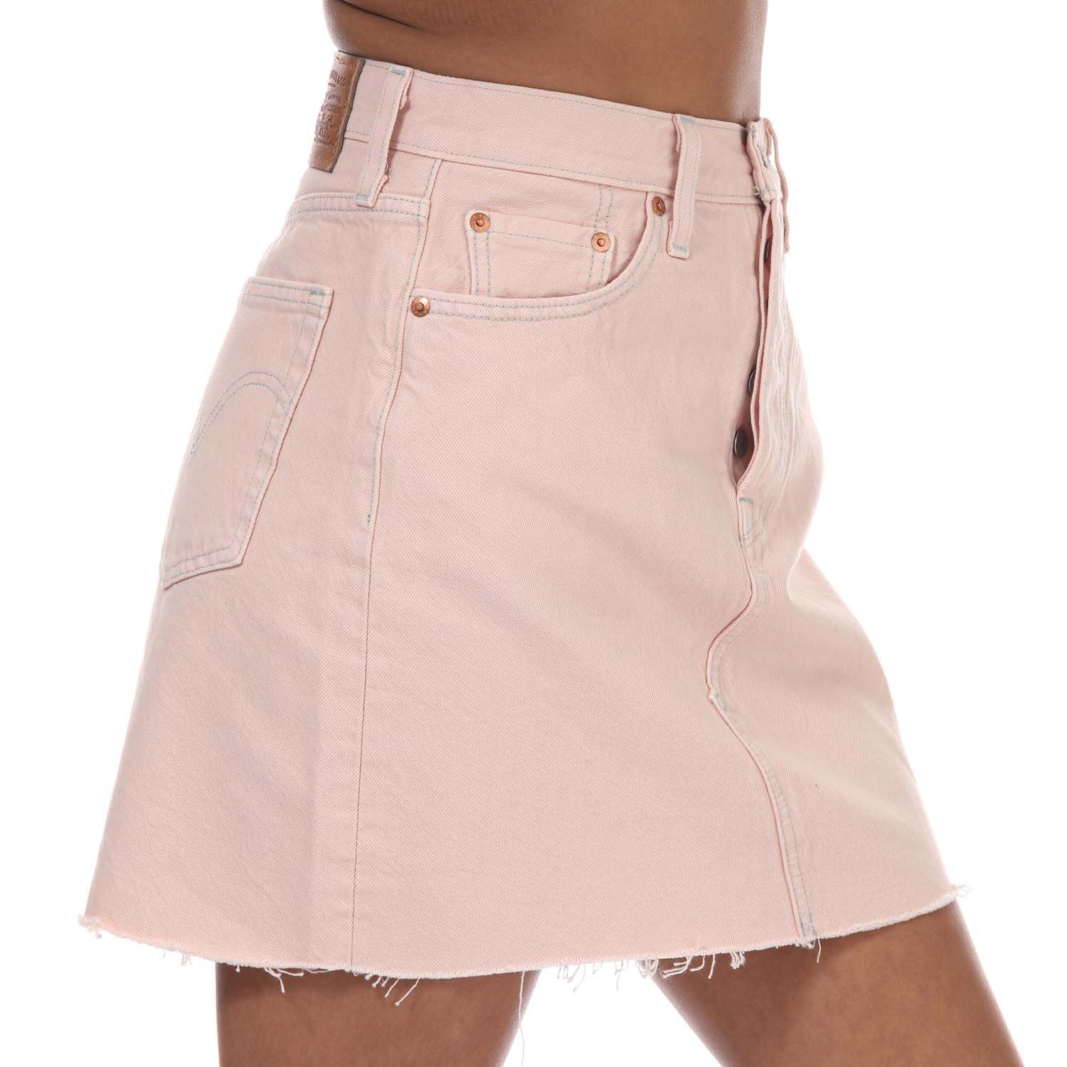 Pink Levis Womens High Rise Deconstructed Denim Skirt - Get The Label