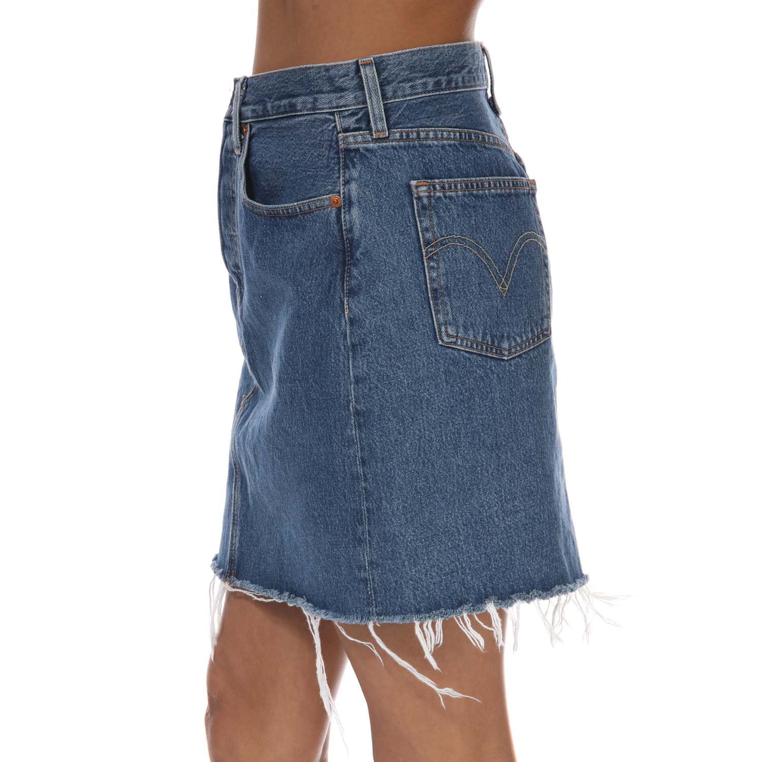 Denim Levis Womens High Rise Deconstructed Denim Skirt - Get The Label