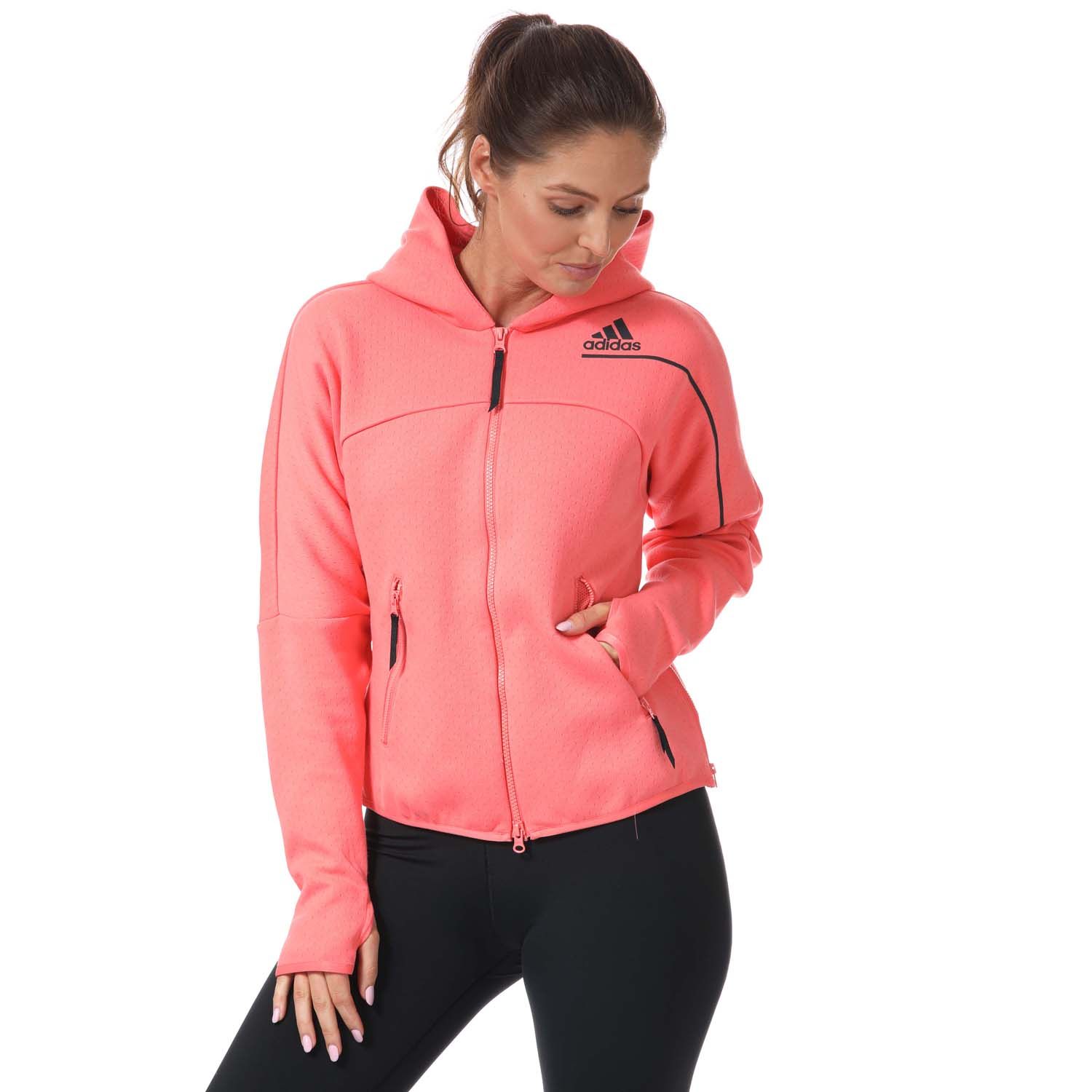 Coral adidas Womens Z.N.E. Zip Hoody - Get The Label